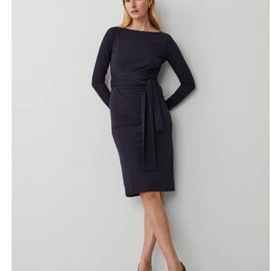 Elegant Navy Long-Sleeve Dress